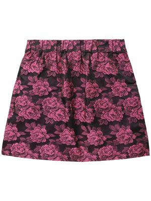 GANNI floral-motif patterned-jacquard miniskirt - Pink