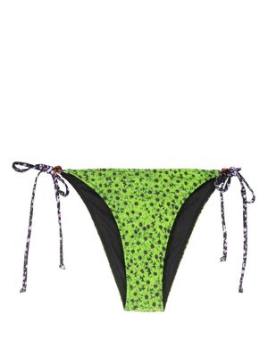GANNI floral-print beaded bikini bottoms - Green