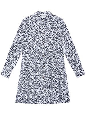GANNI floral-print organic cotton shirt dress - Blue