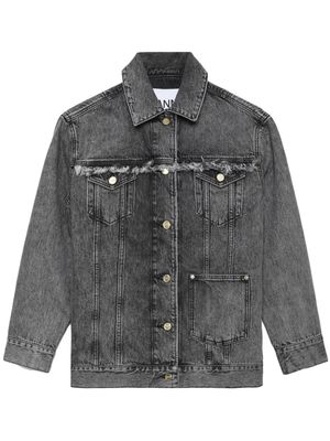 GANNI frayed-detail denim jacket - Black