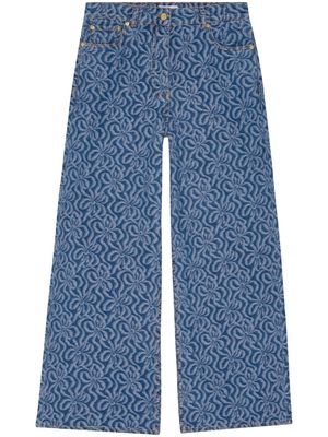 GANNI graphic-print organic-cotton straight-leg jeans - Blue