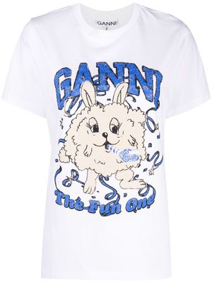 GANNI graphic-print organic cotton T-shirt - White
