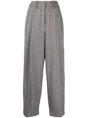 GANNI herringbone-pattern wide-leg trousers - Grey