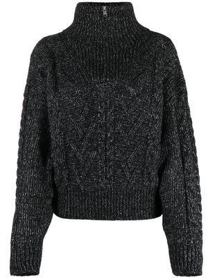 GANNI high-neck ribbed-knit jumper - Black