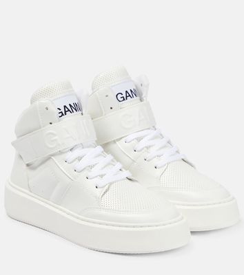 Ganni High-top faux leather sneakers