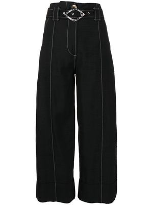 GANNI high-waist cropped trousers - Black
