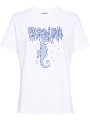 GANNI illustration-print organic-cotton T-shirt - White