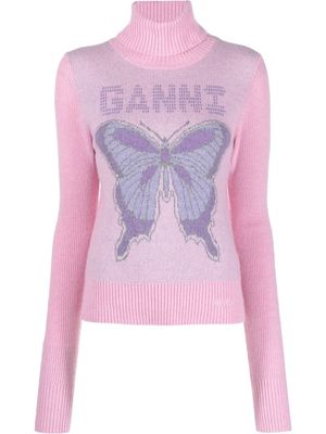GANNI intarsia-knit jumper - Pink