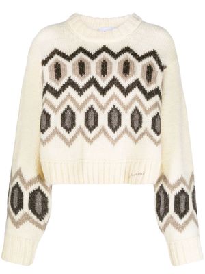 GANNI intarsia-knit wool jumper - Neutrals