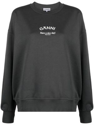 GANNI Isoli logo-print organic cotton sweatshirt - Grey