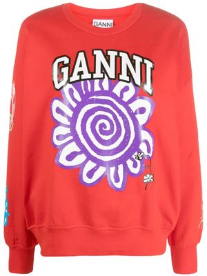 GANNI Isoli Mega Flower sweatshirt - Red