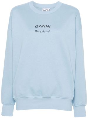 GANNI Isoli organic-cotton sweatshirt - Blue