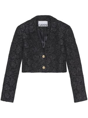 GANNI jacquard cropped jacket - Black
