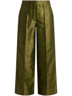 GANNI jacquard-woven wide-leg trousers - Green