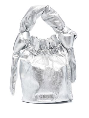 GANNI knot-detail tote bag - Silver