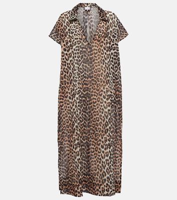 Ganni Leopard-print cotton kaftan