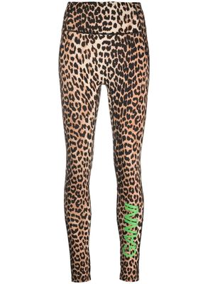 GANNI leopard-print high-waisted leggings - Brown