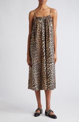 Ganni Leopard Print Organic Cotton Dress