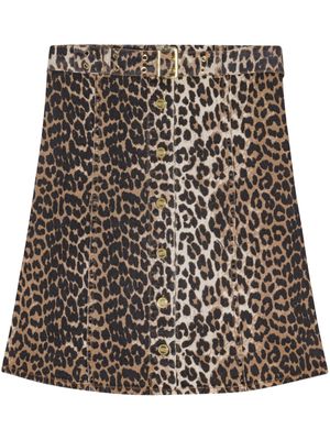 GANNI leopard-print strapless organic-cotton top - Brown
