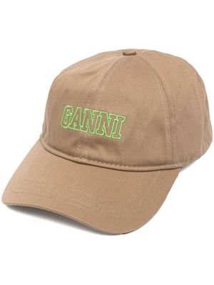 GANNI logo-embroidered baseball cap - Neutrals