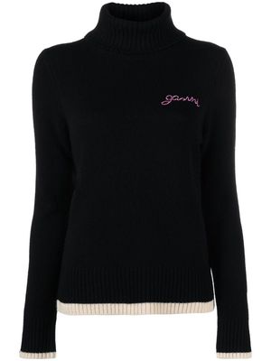 GANNI logo-embroidered jumper - Black