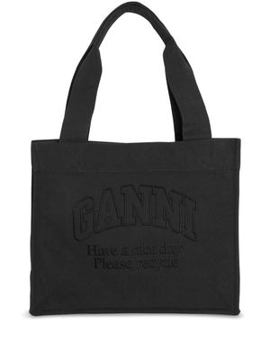 GANNI logo-embroidered tote bag - Black