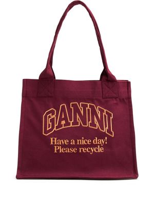 GANNI logo-embroidered tote bag