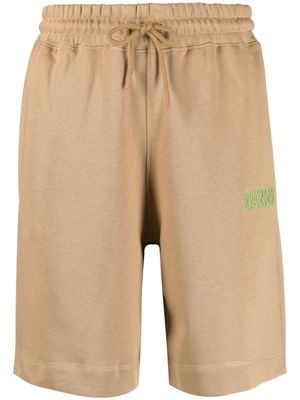 GANNI logo-embroidered track shorts - Brown