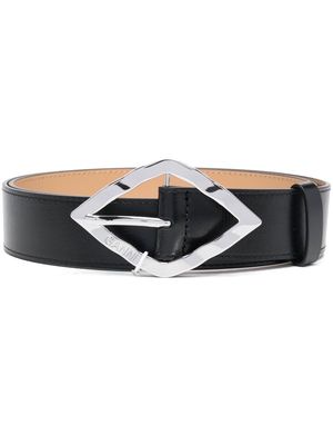 GANNI logo-engraved leather belt - Black