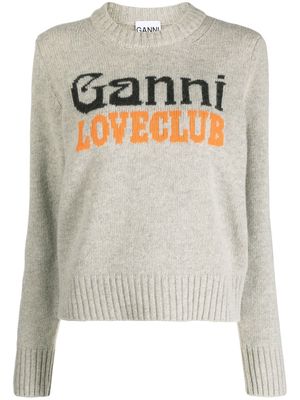 GANNI logo-intarsia jumper - Grey