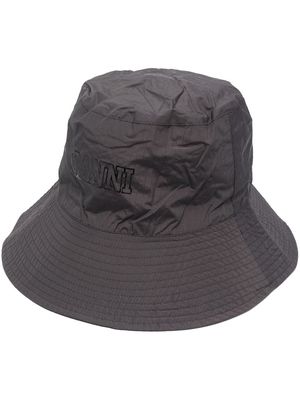 GANNI logo-print bucket hat - Black