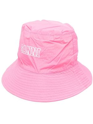 GANNI logo-print bucket hat - Pink
