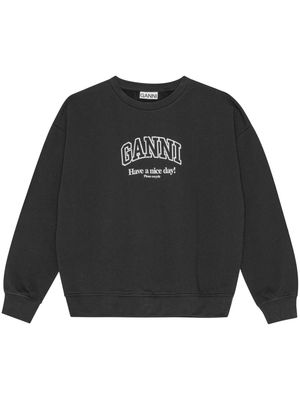 GANNI logo-print cotton sweatshirt - Black