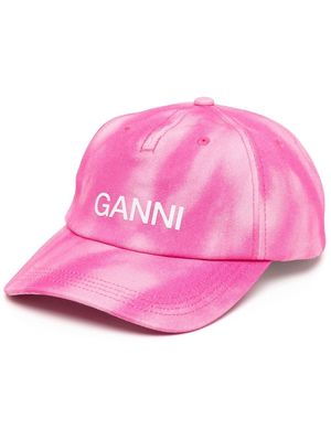 GANNI logo-print organic cotton cap - Pink