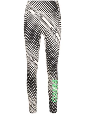 GANNI logo-print performance leggings - Neutrals