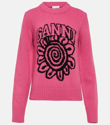 Ganni Logo wool-blend sweater