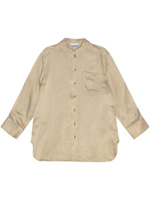 GANNI long-sleeve satin shirt - Neutrals