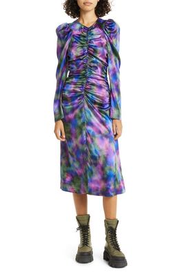 Ganni Long Sleeve Silk Blend Dress in Simply Purple
