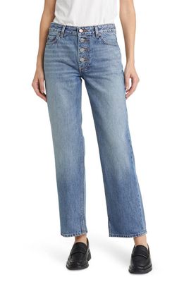 Ganni Lovy High Waist Wide Leg Organic Cotton Jeans in Mid Blue Vintage