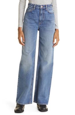 Ganni Magny High Waist Rigid Wide Straight Leg Jeans in Mid Blue Vintage
