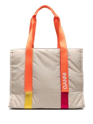 GANNI medium Tech tote bag - Neutrals