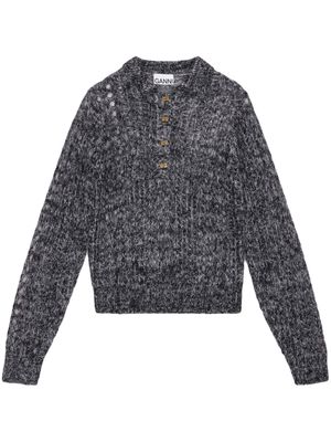 GANNI mélange-effect knitted jumper - Black