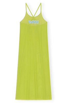 Ganni Mesh Cover-Up Slipdress in Lime Punch