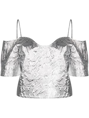 GANNI metallic jacquard blouse - Silver