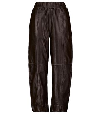 Ganni Mid-rise wide-leg leather pants