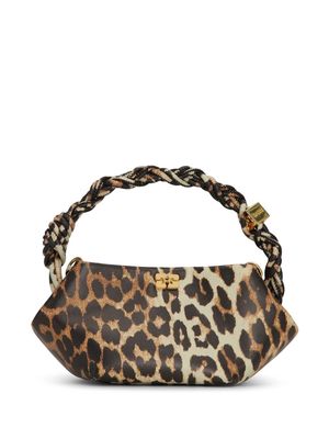 GANNI mini Bou leopard-print tote bag - Brown
