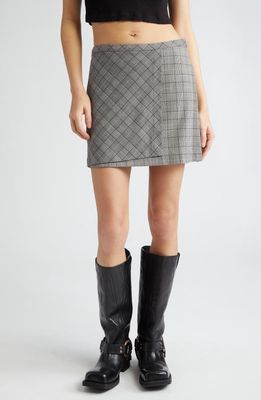 Ganni Mixed Check Miniskirt in Frost Gray