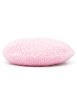 GANNI mohair-blend knitted beret - Pink