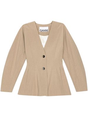 GANNI no-lapels fitted blazer - Neutrals