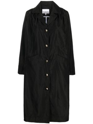 GANNI notched-lapel single-breasted coat - Black